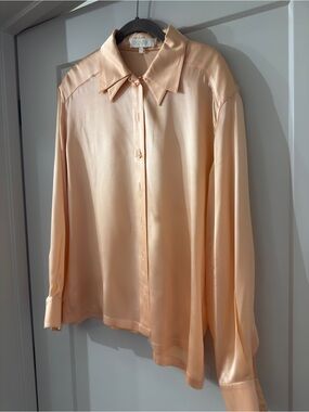 Escada by Margaretha Ley Silky Peach Button-Up Blouse